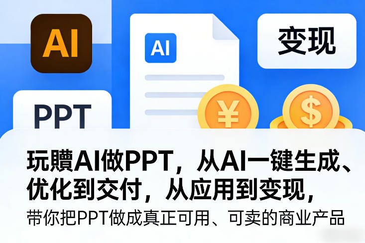 玩賺AI做PPT，从AI一键生成、优化到交付，从应用到变现，带你把PPT做成真正可用、可卖的商业产品（更新0401）-八爪鱼资源库