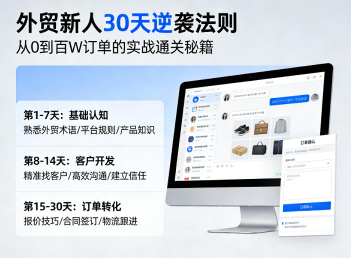 外贸新人30天逆袭法则，教你从0到百W订单的实战通关秘籍-八爪鱼资源库
