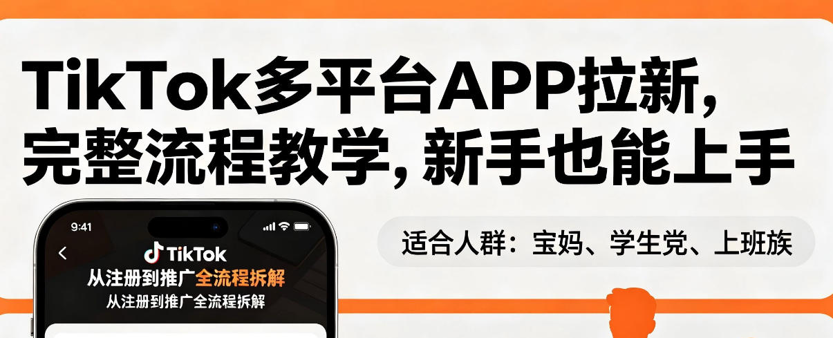 TikTok多平台APP拉新，完整流程教学，新手也能上手，轻松出海搞美金-八爪鱼资源库