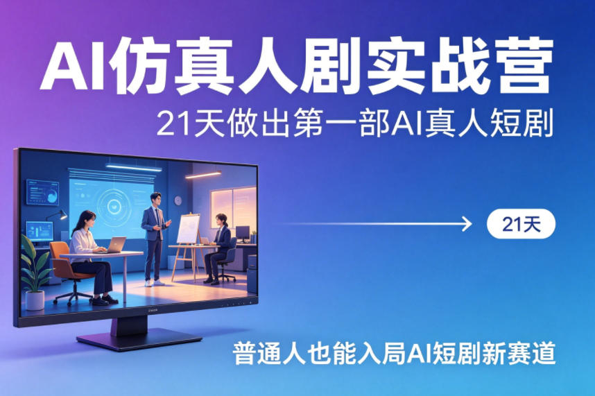 AI仿真人剧实战营，21天做出第一部AI真人短剧，普通人也能入局AI短剧新赛道-八爪鱼资源库