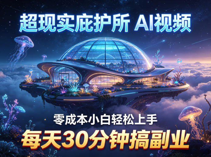 超现实庇护所AI视频项目拆解，零成本小白轻松上手，每天30分钟搞副业-八爪鱼资源库