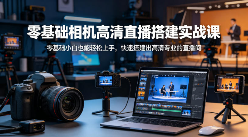 零基础相机高清直播间搭建实战课，小白也能轻松上手，快速搭建出高清专业的直播间-八爪鱼资源库