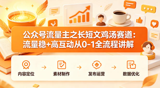 公众号流量主之长短文鸡汤赛道，流量稳+高互动，从0-1全流程讲解-八爪鱼资源库