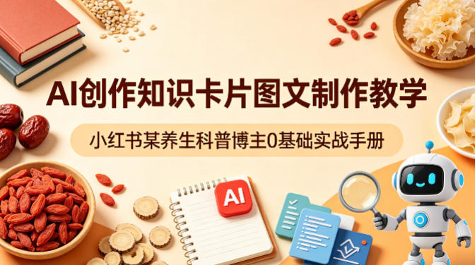 AI创作知识卡片图文制作教学，小红书某养生科普博主0基础实战手册-八爪鱼资源库
