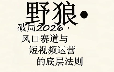 野狼团队·多平台实操运营课，覆盖AI口播、服装、好物、漫剪等热门玩法（更新4月）-八爪鱼资源库