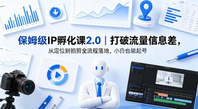 保姆级IP孵化课2.0｜打破流量信息差，从定位到拍剪全流程落地，小白也能起号-八爪鱼资源库