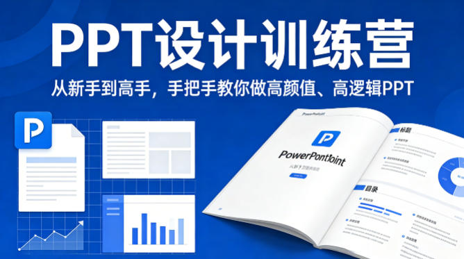 PPT设计训练营，从新手到高手，手把手教你做高颜值、高逻辑PPT-八爪鱼资源库