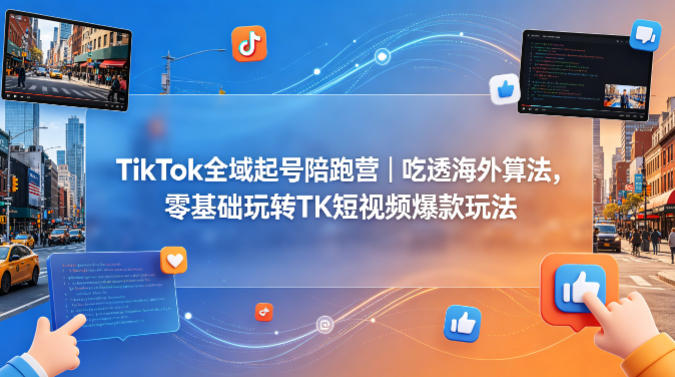 TikTok全域起号陪跑营｜吃透海外算法，零基础玩转TK短视频爆款玩法-八爪鱼资源库