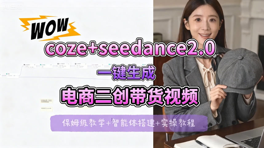 【Coze工作流搭建实操教程】seedance2.0+coze一键生成电商二创带货视频，全流程保姆级教学-八爪鱼资源库
