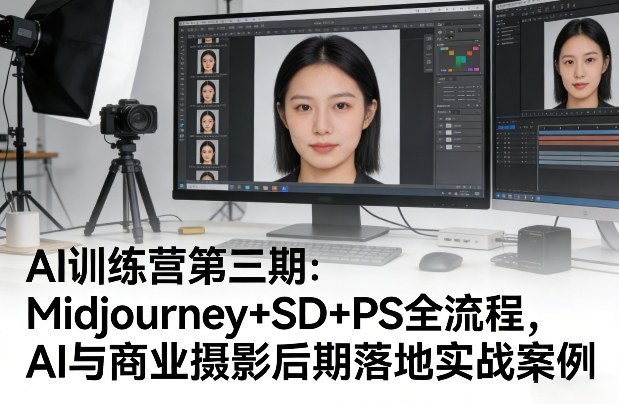 AI训练营第三期：Midjourney+SD+PS全流程，AI与商业摄影后期落地实战案例-八爪鱼资源库