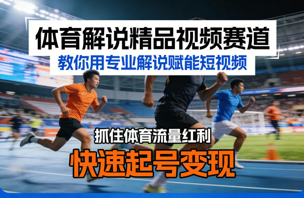 体育解说精品视频赛道，教你用专业解说赋能短视频，抓住体育流量红利，快速起号变现-八爪鱼资源库