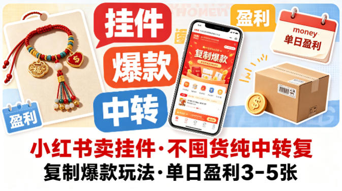 小红书卖挂件，不囤货纯中转复制爆款玩法，单日盈利3-5张-八爪鱼资源库