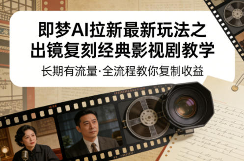 即梦AI拉新最新玩法之出镜复刻经典影视剧教学，长期有流量，全流程教你复制收益-八爪鱼资源库