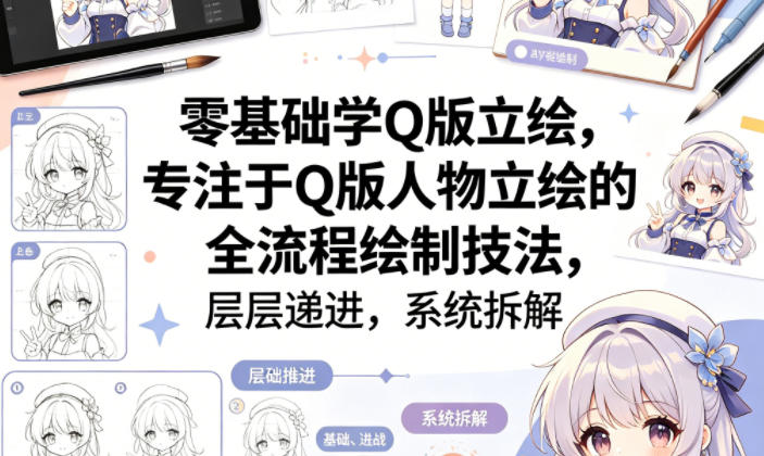 零基础学Q版立绘，专注于Q版人物立绘的全流程绘制技法，层层递进，系统拆解-八爪鱼资源库
