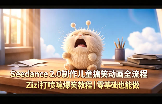 Seedance 2.0制作儿童搞笑动画全流程Zizi打喷嚏爆笑教程｜零基础也能做-八爪鱼资源库