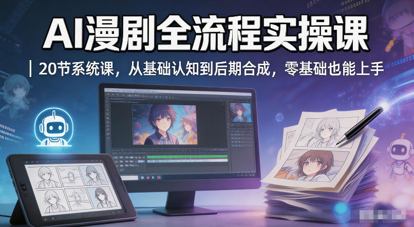 AI漫剧全流程实操课｜20节系统课，从基础认知到后期合成，零基础也能上手-八爪鱼资源库