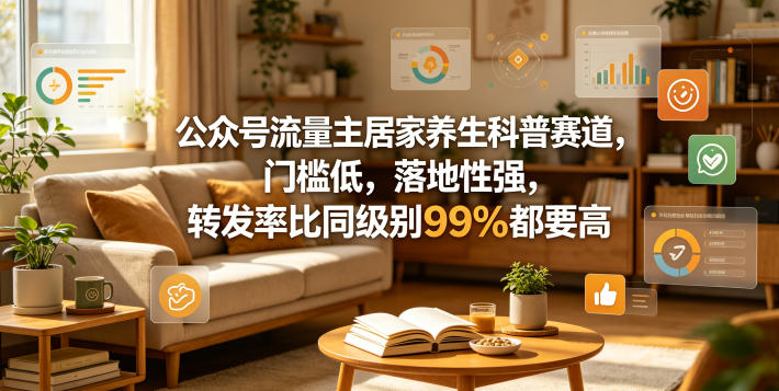 公众号流量主居家养生科普赛道，门槛低，落地性强，转发率比同级别99％都要高-八爪鱼资源库