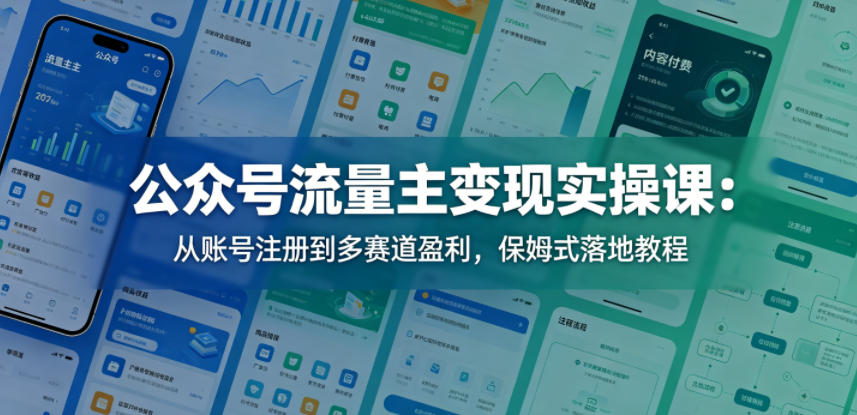 公众号流量主变现实操课：从账号注册到多赛道盈利，保姆式落地教程-八爪鱼资源库