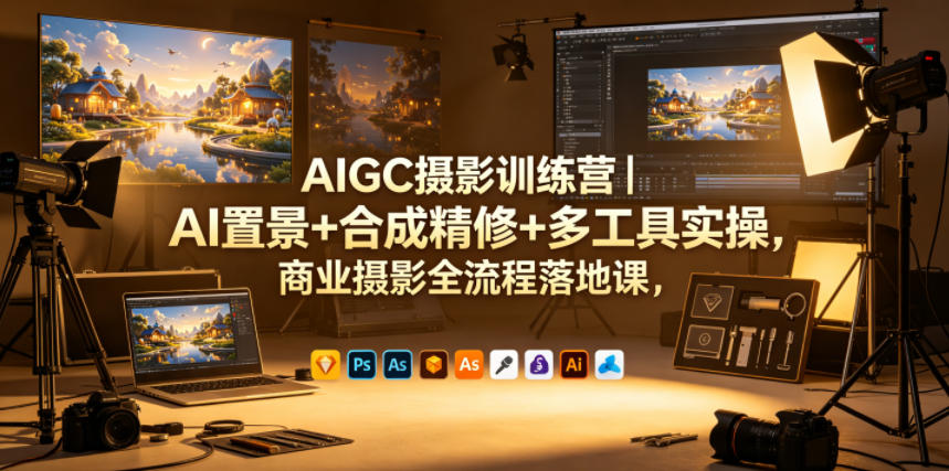 AIGC摄影训练营｜AI置景+合成精修+多工具实操，商业摄影全流程落地课-八爪鱼资源库