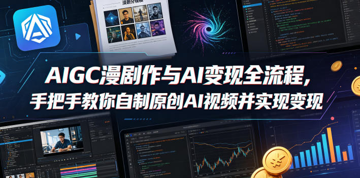 AIGC漫剧创作与AI变现全流程，手把手教你自制原创AI视频并实现变现-八爪鱼资源库