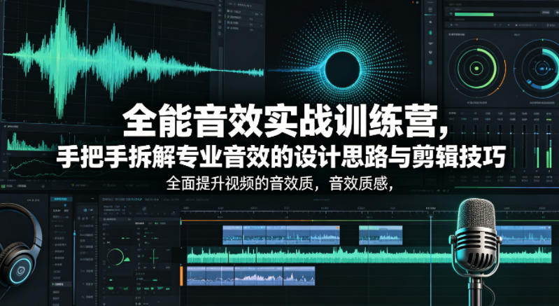 全能音效实战训练营，手把手拆解专业音效的设计思路与剪辑技巧，全面提升视频的音效质感-八爪鱼资源库