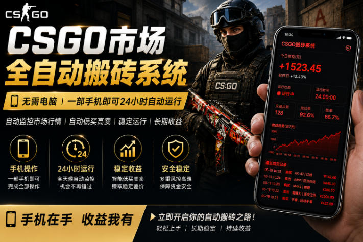 24小时自动监控CS饰品市场，手机即可完成全部操作实现自动搬砖盈利，日入300+【揭秘】-八爪鱼资源库