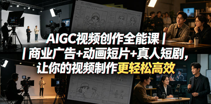 AIGC视频创作全能课｜商业广告+动画短片+真人短剧，让你的视频制作更轻松高效-八爪鱼资源库