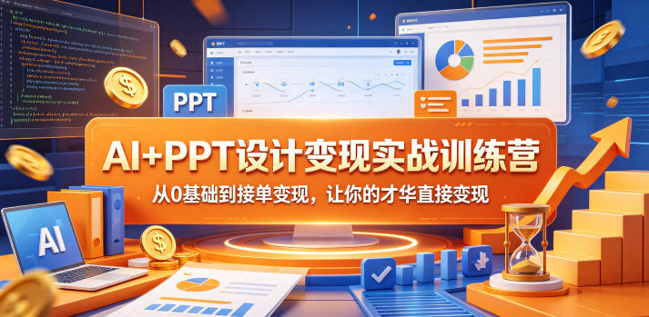 AI+PPT设计变现实战训练营，从0基础到接单变现，让你的才华直接变现-八爪鱼资源库