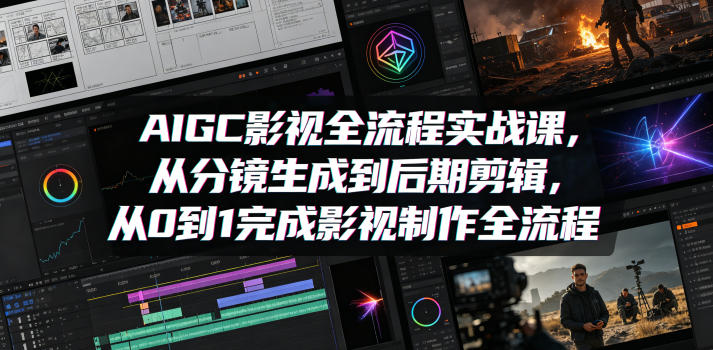 AIGC影视全流程实战课，从分镜生成到后期剪辑，从0到1完成影视制作全流程-八爪鱼资源库