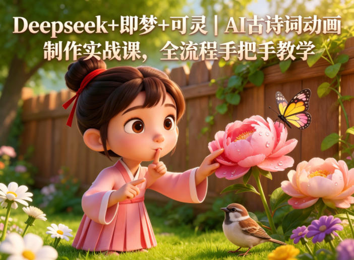 Deepseek+即梦+可灵｜AI古诗词动画制作实战课，全流程手把手教学-八爪鱼资源库