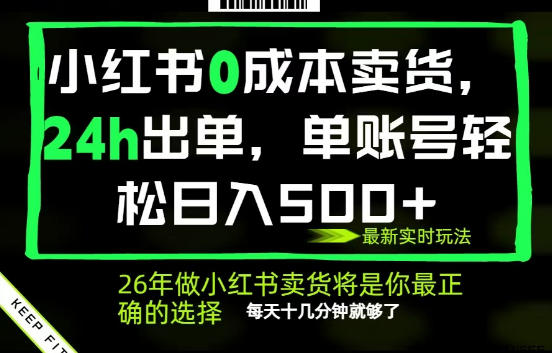 小红书0成本AI卖货，24小时出单，全流程托管，保底日入500+，每天十几分钟就够了【揭秘】-八爪鱼资源库