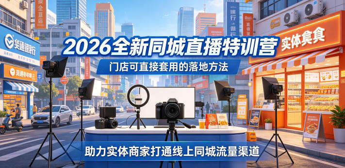 2026全新同城直播特训营，门店可直接套用的落地方法，助力实体商家打通线上同城流量渠道-八爪鱼资源库