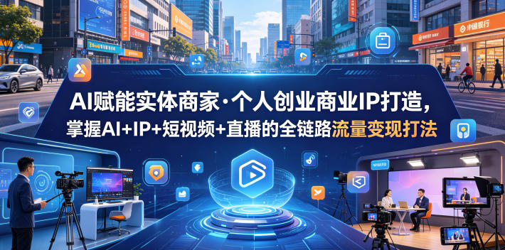 AI赋能实体商家·个人创业商业IP打造，掌握AI+IP+短视频+直播的全链路流量变现打法-八爪鱼资源库