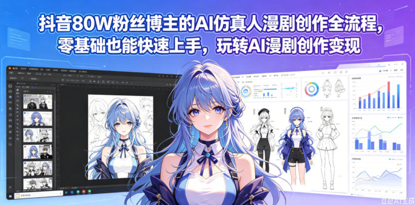抖音80W粉丝博主的AI仿真人漫剧创作全流程，零基础也能快速上手，玩转AI漫剧创作变现-八爪鱼资源库