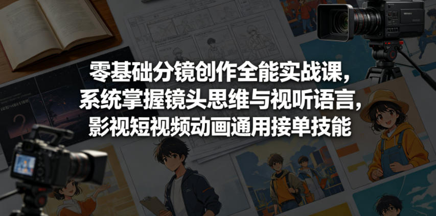 零基础分镜创作全能实战课，系统掌握镜头思维与视听语言，影视短视频动画通用接单技能-八爪鱼资源库