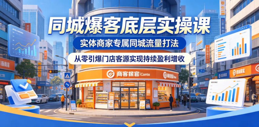 同城爆客底层实操课，实体商家专属同城流量打法，从零引爆门店客源实现持续盈利增收-八爪鱼资源库