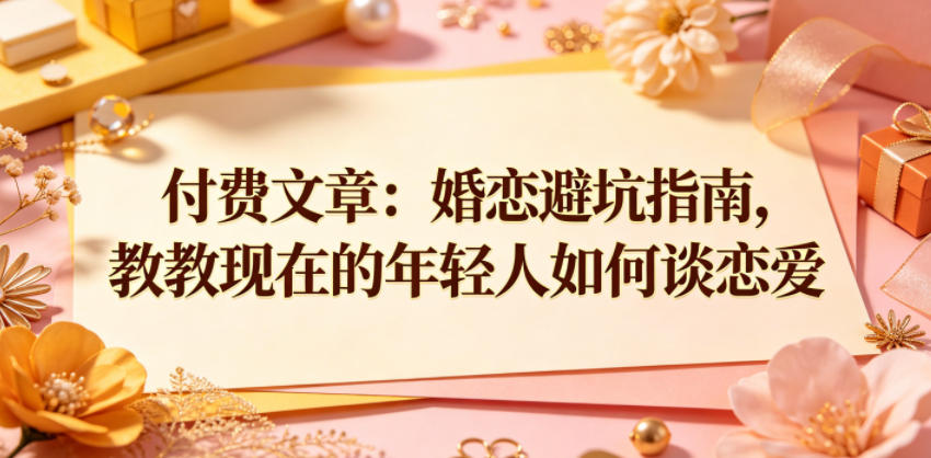 付费文章：婚恋避坑指南，教教现在的年轻人如何谈恋爱-八爪鱼资源库