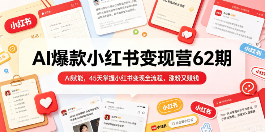 AI爆款小红书变现营62期2026年5月，AI赋能，45天掌握小红书变现全流程，涨粉又賺钱-八爪鱼资源库