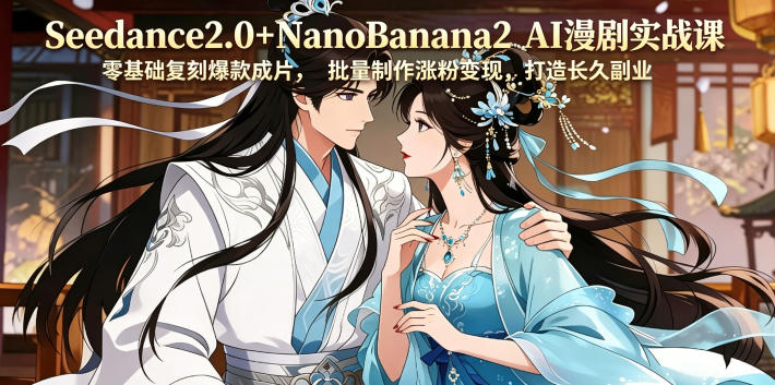 Seedance2.0+NanoBanana2 AI漫剧实战课，零基础复刻爆款成片涨粉变现，打造长久副业收益-八爪鱼资源库