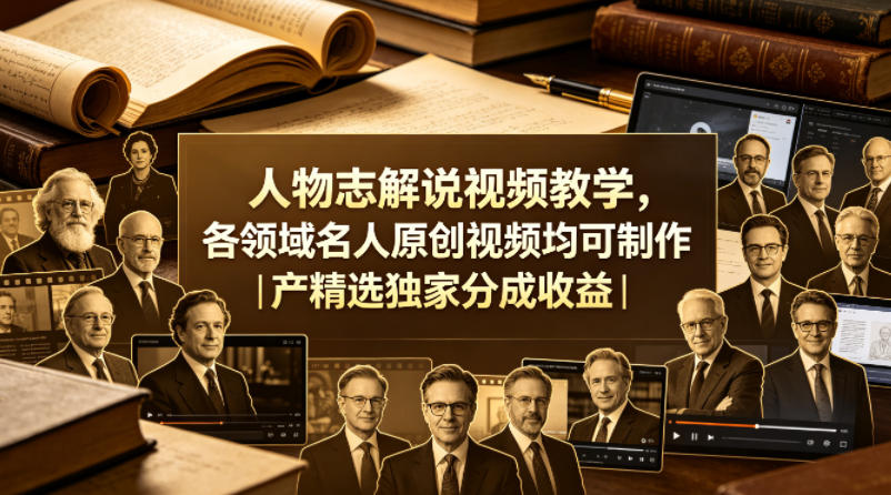 人物志解说视频教学，各领域名人原创视频均可制作丨精选独家分成收益（更新0430）-八爪鱼资源库