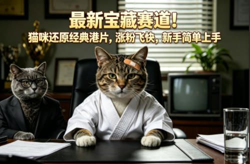 最新宝藏赛道！猫咪还原经典港片，涨粉飞快，新手简单上手-八爪鱼资源库