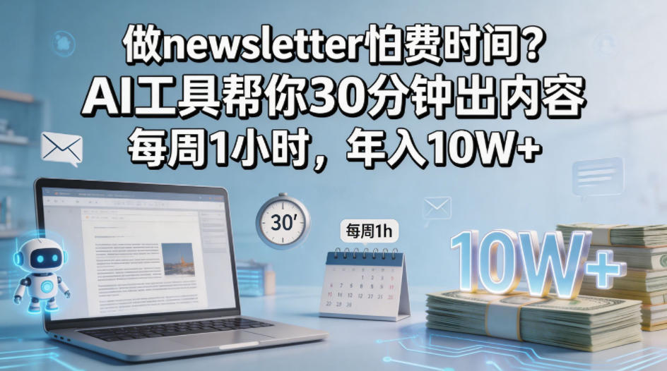 做newsletter怕费时间？AI工具帮你30分钟出内容，每周1小时，年入10W+！【原创双语字幕】-八爪鱼资源库