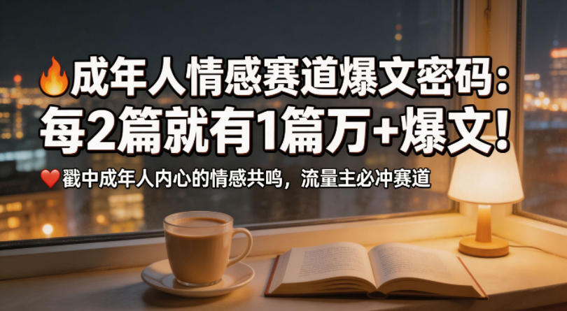 公众号流量主成年人情感心理赛道，流量最大，受众最广的主流赛道之一，平均每2篇就有1篇万爆文章-八爪鱼资源库