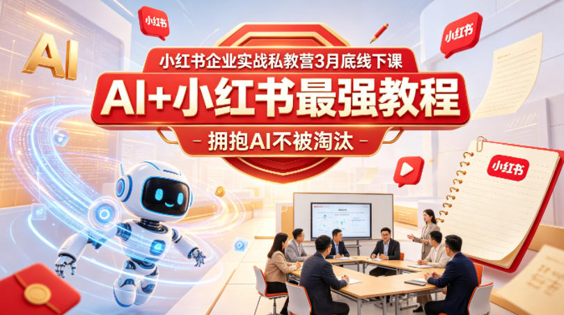 小红书企业实战私教营3月底线下课，AI+小红书最强教程，拥抱AI不被淘汰-八爪鱼资源库