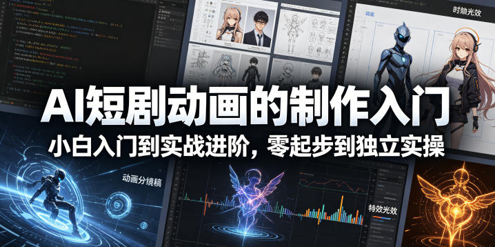 AI短剧动画的制作入门，小白入门到实战进阶，零起步到独立实操-八爪鱼资源库