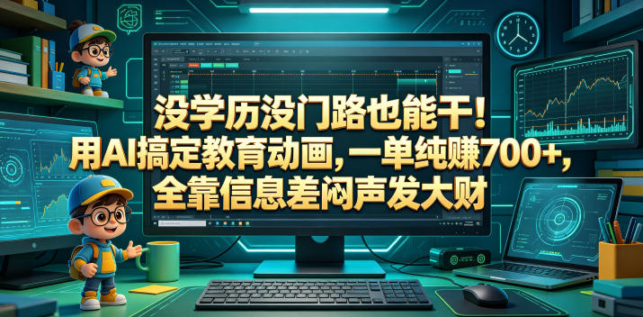 没学历没门路也能干！用AI搞定教育动画，一单纯賺700+，全靠信息差闷声发大财【揭秘】-八爪鱼资源库