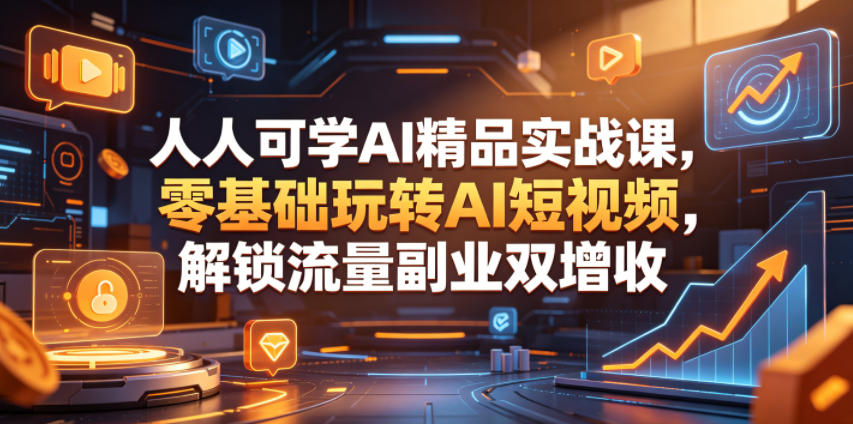 人人可学AI精品实战课，零基础玩转AI短视频，解锁流量副业双增收-八爪鱼资源库