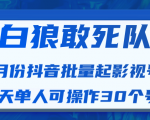 白狼敢死队最新抖音短视频批量起影视号（一天单人可操作30个号）视频课程-八爪鱼资源库