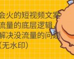 只说话就会火的短视频文案课，从根本上解决没流量的问题-八爪鱼资源库
