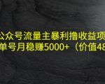 公众号流量主暴利撸收益项目，单人单号月稳赚5000+（价值480元）-八爪鱼资源库